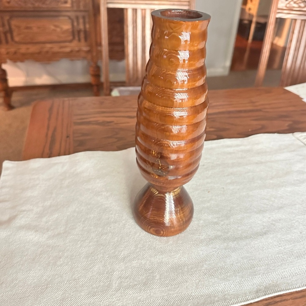Hand turned wooden vase